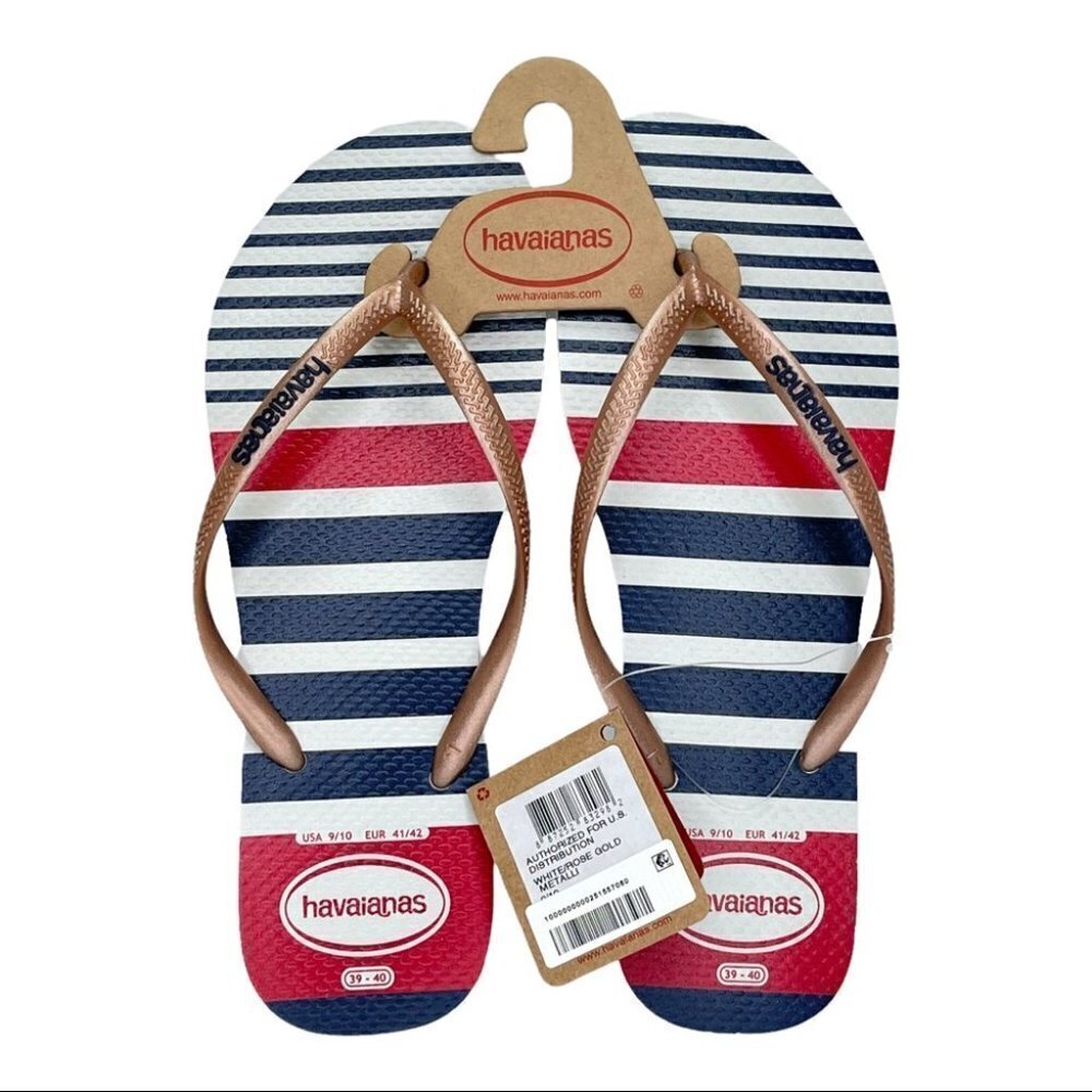 Havaianas Slim Nautica White Rose Gold Womens Thong Sandals - Picture 9 of 9